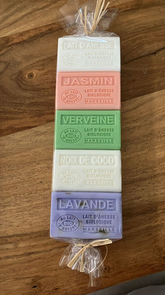 Assortiment 5 savons au lait d'ânesse bio